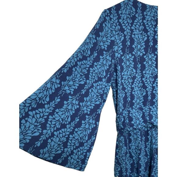 Boden size 8 Blue Floral Pant Jumpsuit Romper Wide Leg Maxi Pants Stretch - Picture 6 of 12